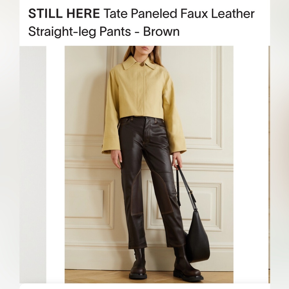STILL HERE Tate Paneled Faux Leather Straight-leg Pants - Brown size 27